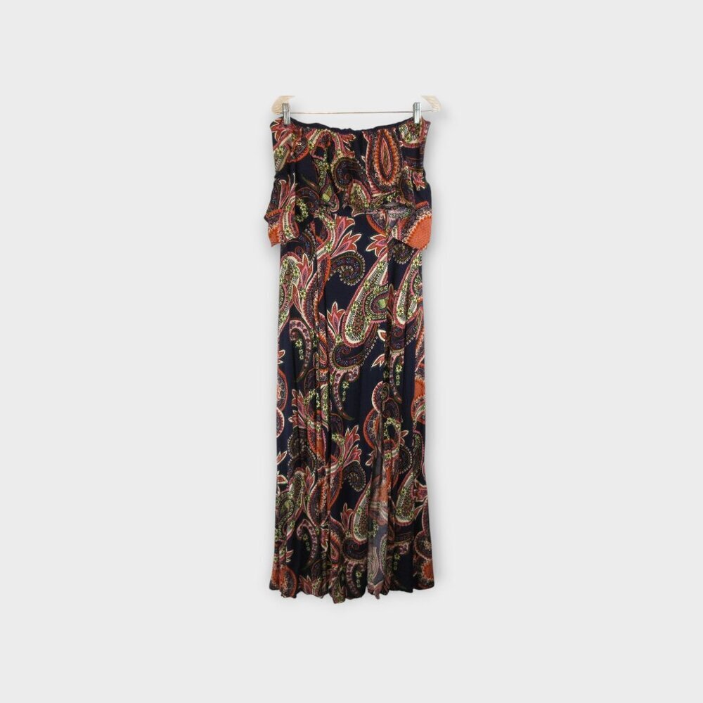 Baltic Born Marley Off-Shoulder Maxi Dress Size XL Navy Pink Red